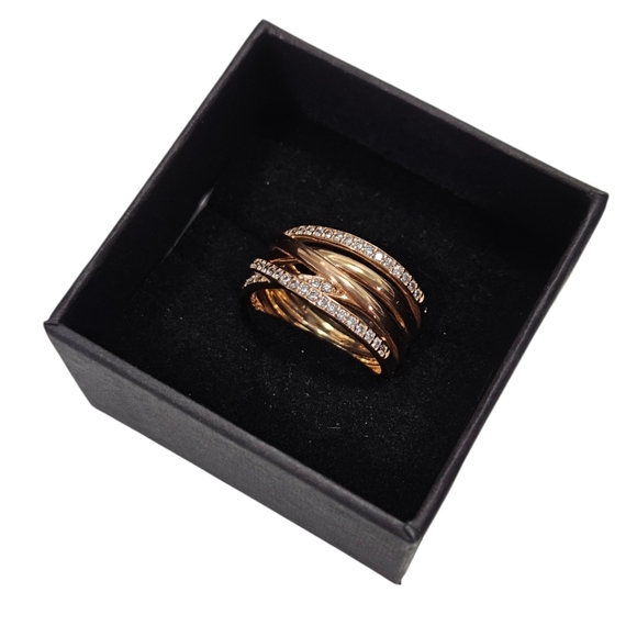 Pandora Rose Gold Sparkling & Polished Lines Ring Size 56 US 7.5 - Picture 2 of 7